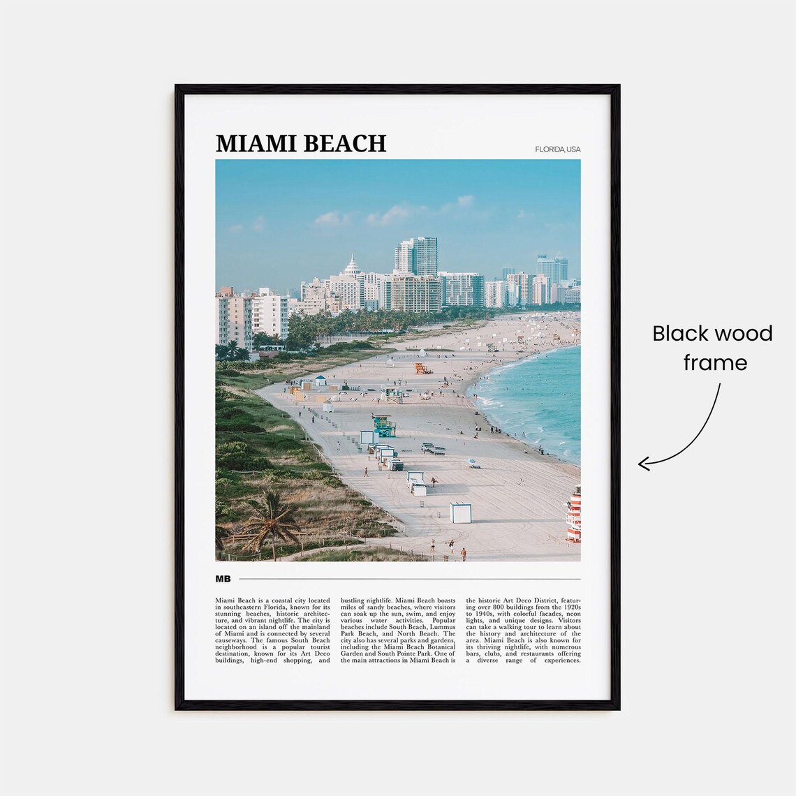 Miami Beach Florida South Beach Aerial Ocean Travel Poster Series - Image 2