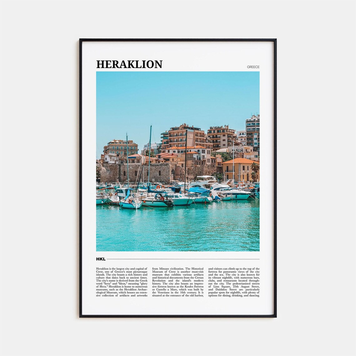 Heraklion Greece Harbor Boats Crete Travel Photo Guide Poster