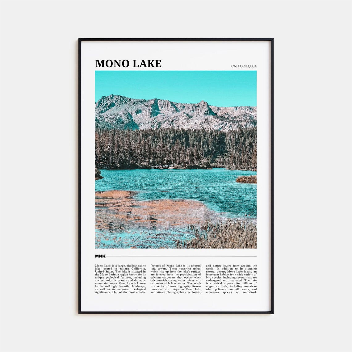Mono Lake Travel Poster Mono Lake Wall Art Mono Lake Poster Print Mono Lake Photo Mono Lake Decor California Usa