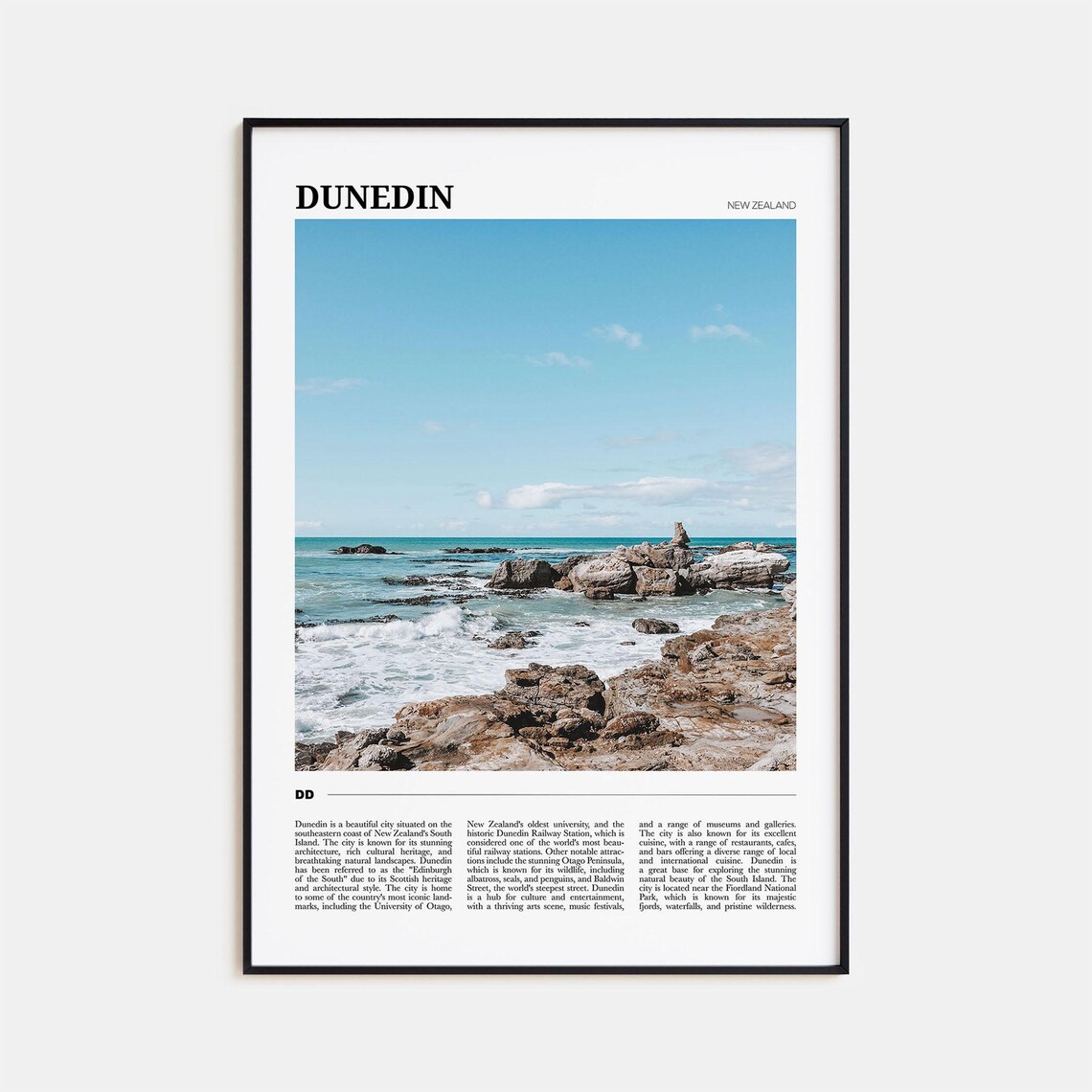 Dunedin New Zealand Rugged Rocky Coastline Ocean Photography Poster