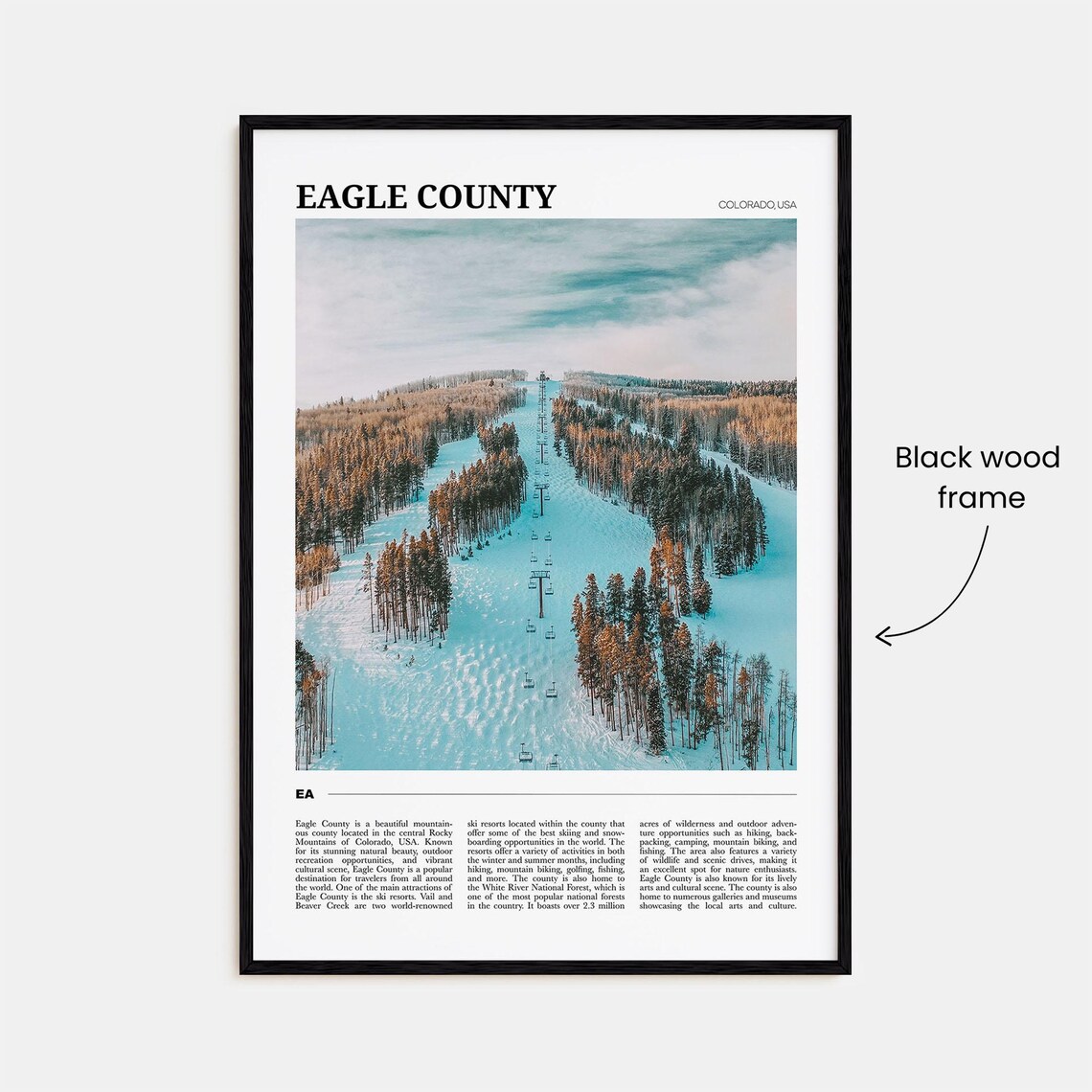 Eagle County Colorado Ski Slopes and Chairlifts Winter Poster - Image 2