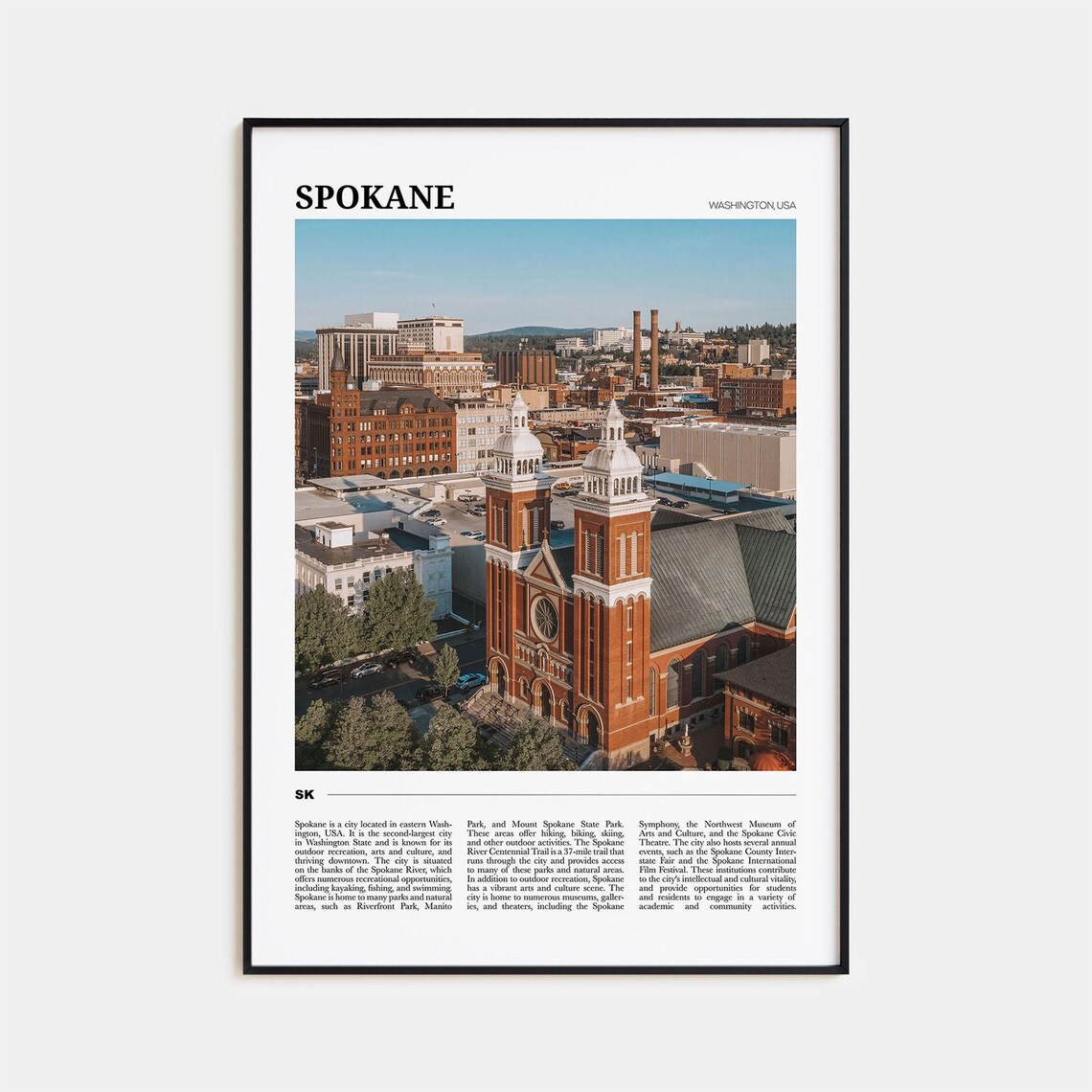 Spokane Vintage Travel Poster, Washington USA