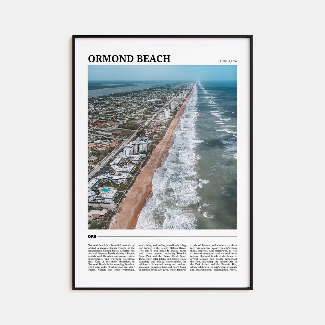 Ormond Beach Travel Poster, Florida USA Wall Art