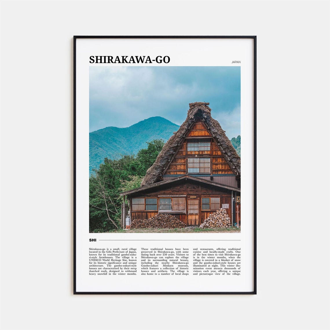 Shirakawa Go Japan Gassho Zukuri Thatched Farmhouse Mountain Poster