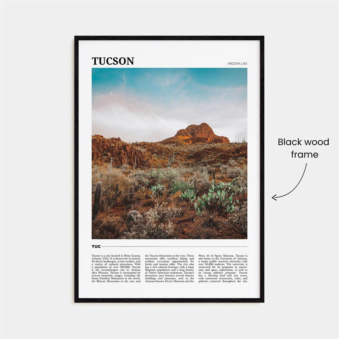 Tucson Arizona Desert Cactus Mountain Scenic No 3 Travel Poster - Image 2