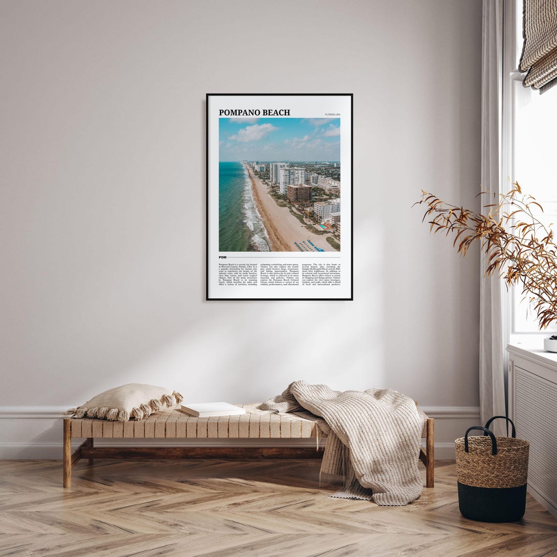 Pompano Beach Florida Aerial Shoreline Beachfront Travel Poster - Image 4