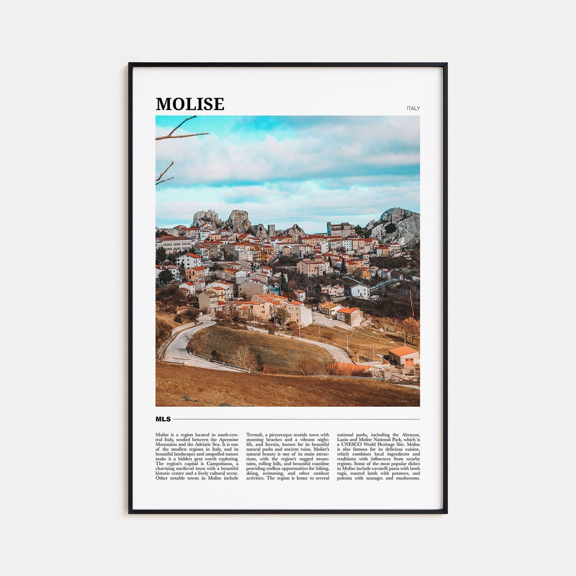 Molise Italy Medieval Hill Town Rocky Peaks Travel Poster Series
