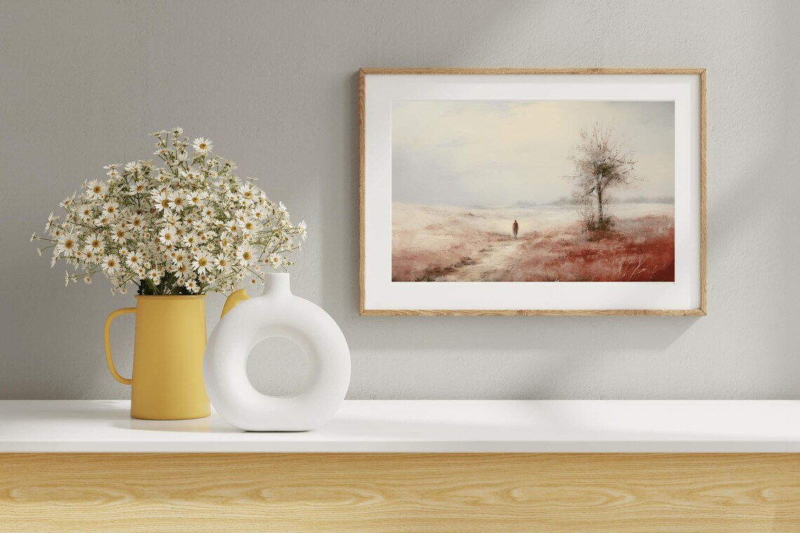 Winter Snow Field Lone Walker Vintage Oil Painting Landscape Poster - Image 5