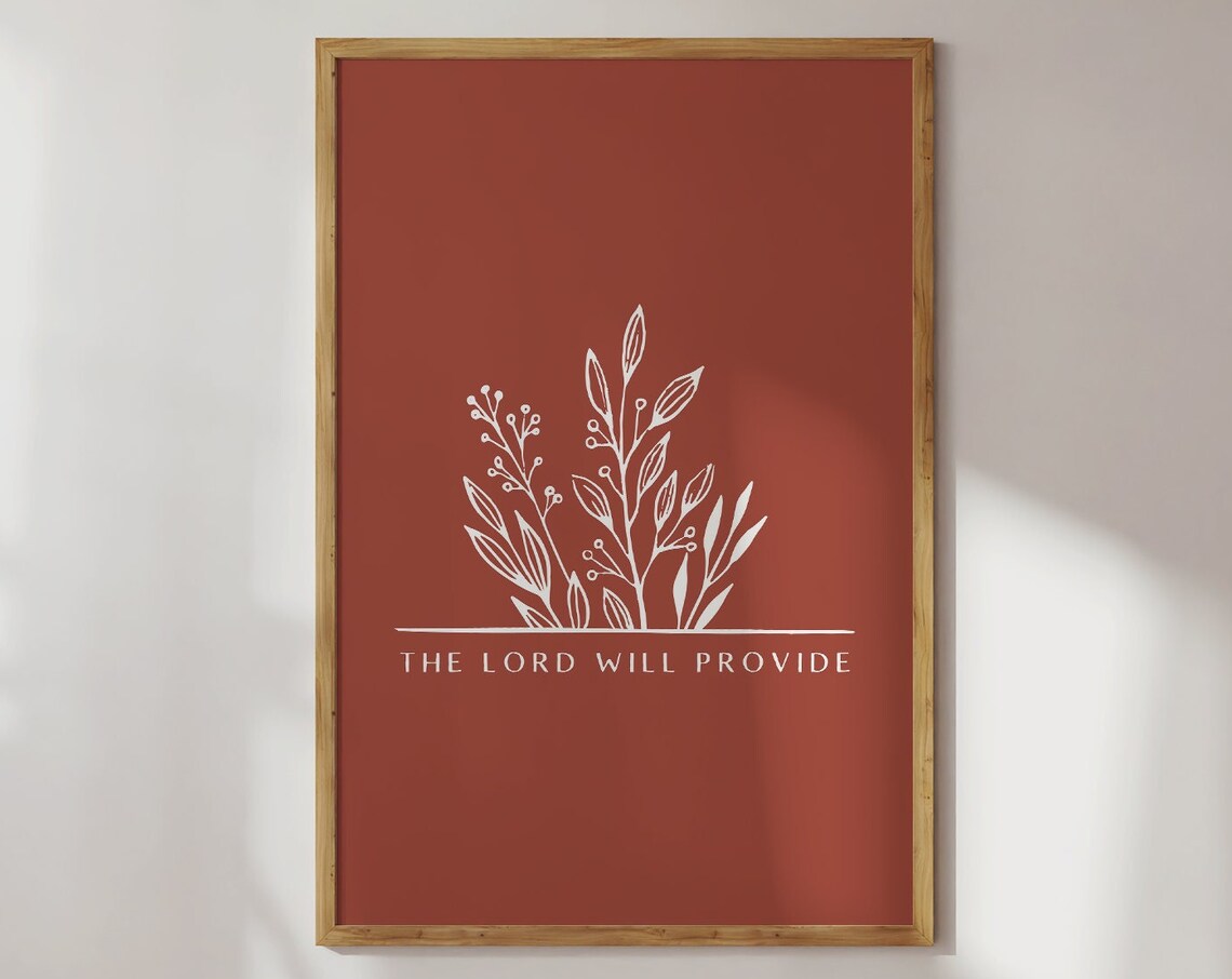 The Lord Will Provide Terracotta Botanical Line Art Christian Poster