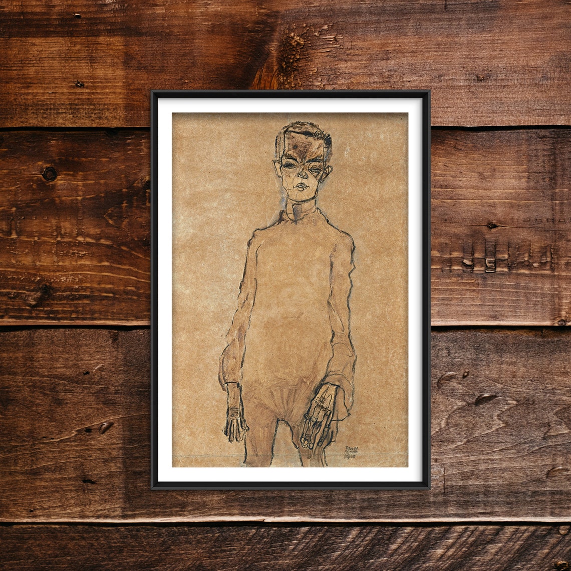 Egon Schiele Self Portrait 1910 Expressionist Sketch Art Poster
