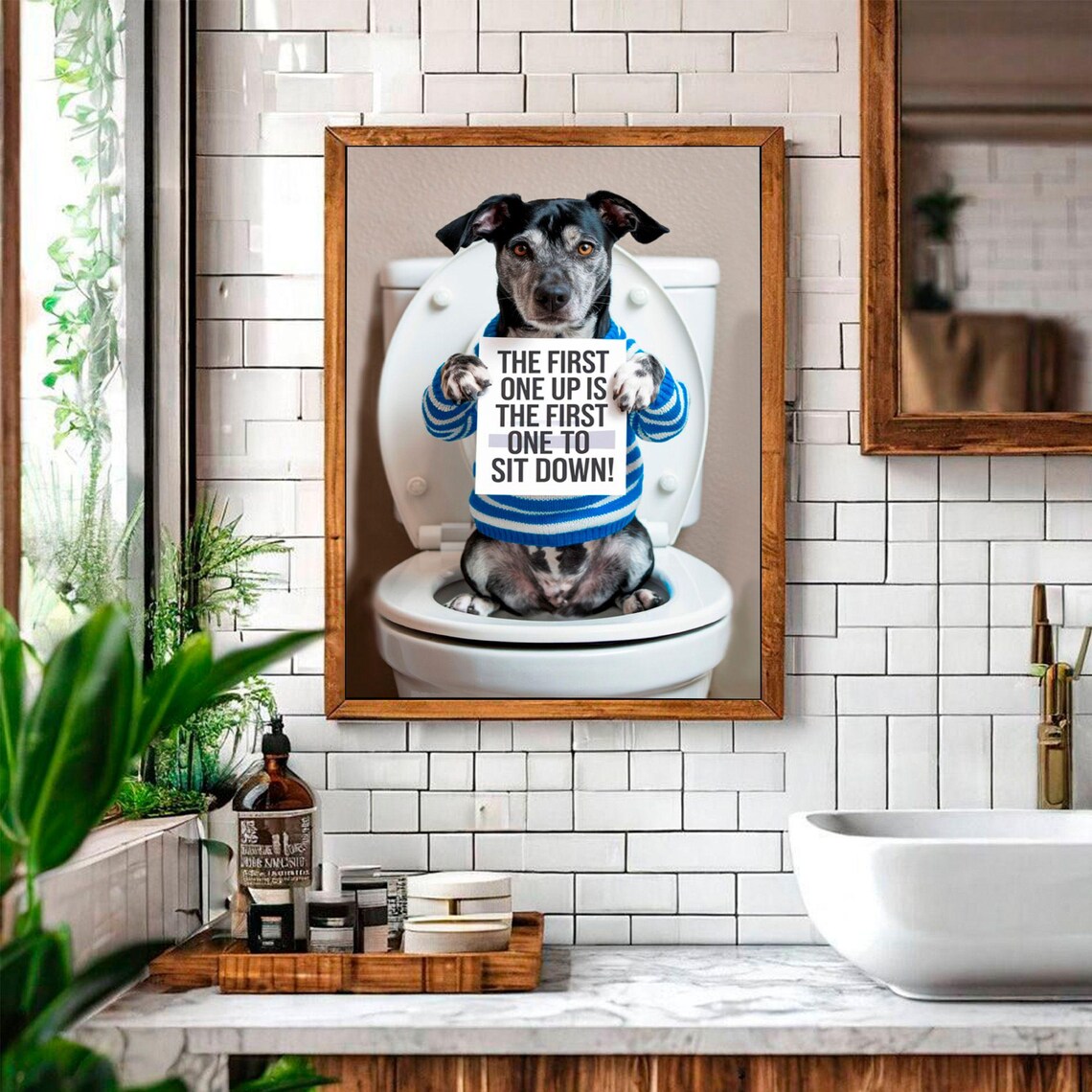 Funny Dog Bathroom Poster, Family Toilet Decor - Image 2