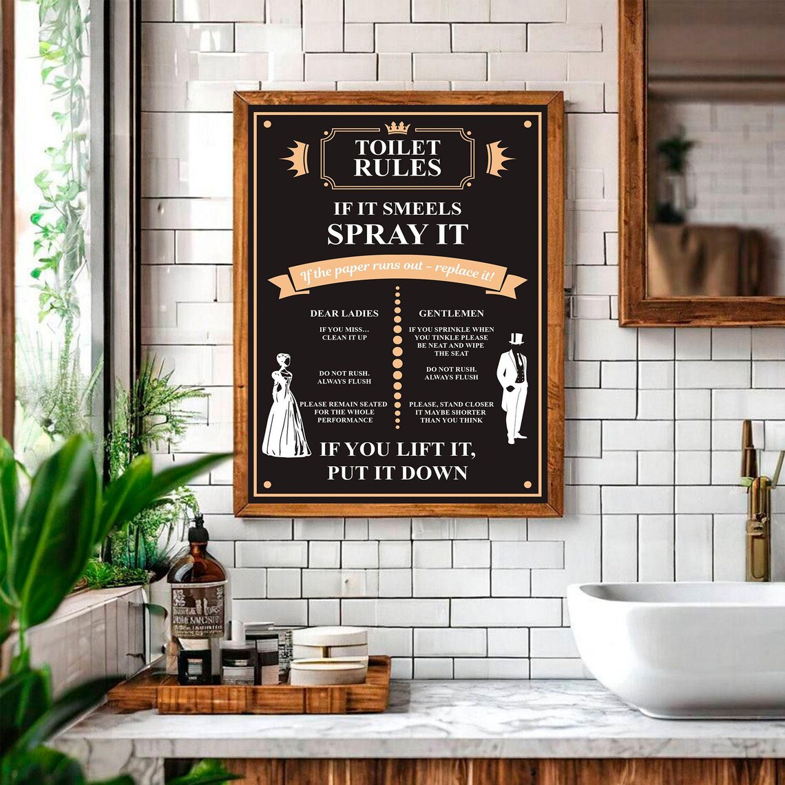 Funny Toilet Rules For Men And Women, Bathroom Rules - Image 3