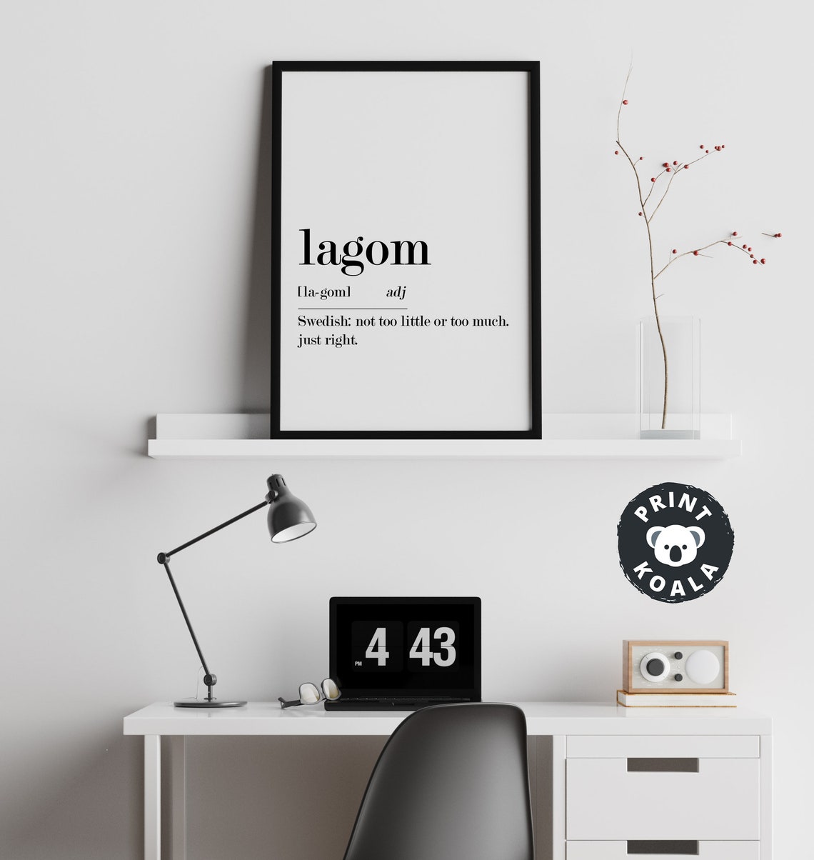 Lagom Swedish Definition Minimalist Home Decor Typography Wall Poster - Image 2