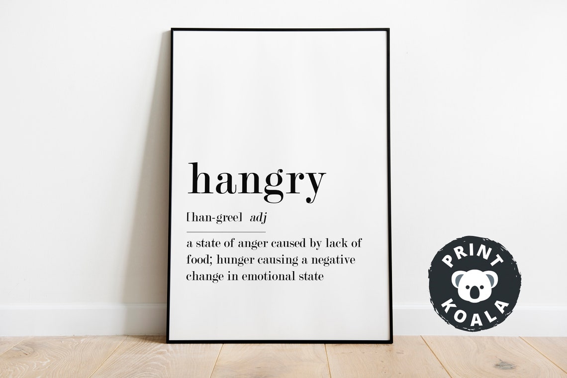 Hangry Funny Definition Adjective Kitchen Humor Minimalist Wall Poster - Image 5