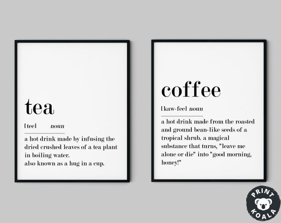 Coffee Bar Decor Set Of Two Prints Kitchen Wall Art Tea Definition Print Coffee Definition Print Modern Art