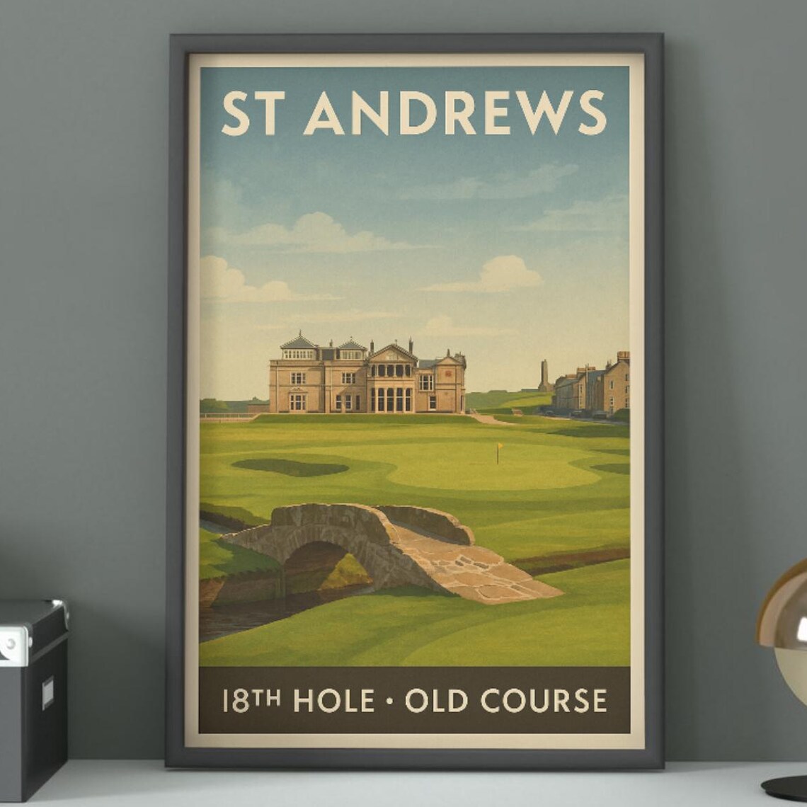 St Andrews 18th Hole Vintage Scottish Golf Poster