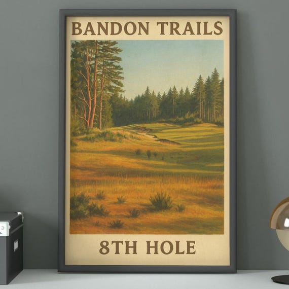 Bandon Trails Golf Course Poster Vintage 8th Hole Art Print