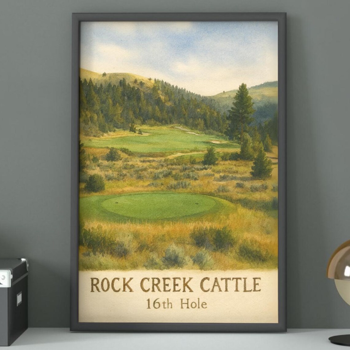 Rock Creek Cattle Company 16th Hole Mountain Pines Vintage Golf Poster