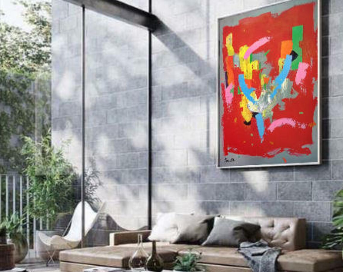 Red Abstract Painting, Office Decor Art Print - Image 4