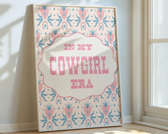 In My Cowgirl Era Pink Western Patterned Cowgirl Boots Poster