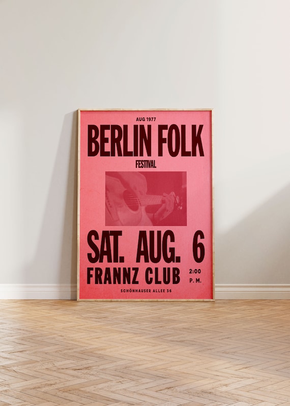 Retro Folk Music Berlin Festival Travel Poster