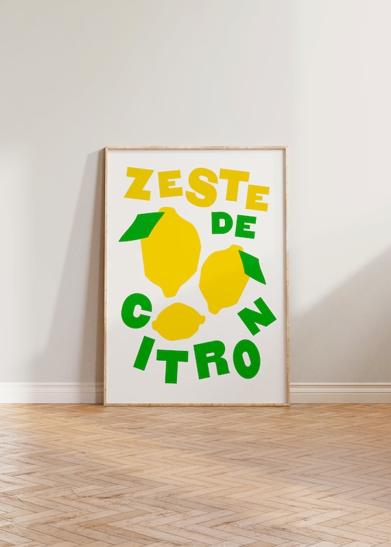 Lemon Kitchen Art Print, French Typography