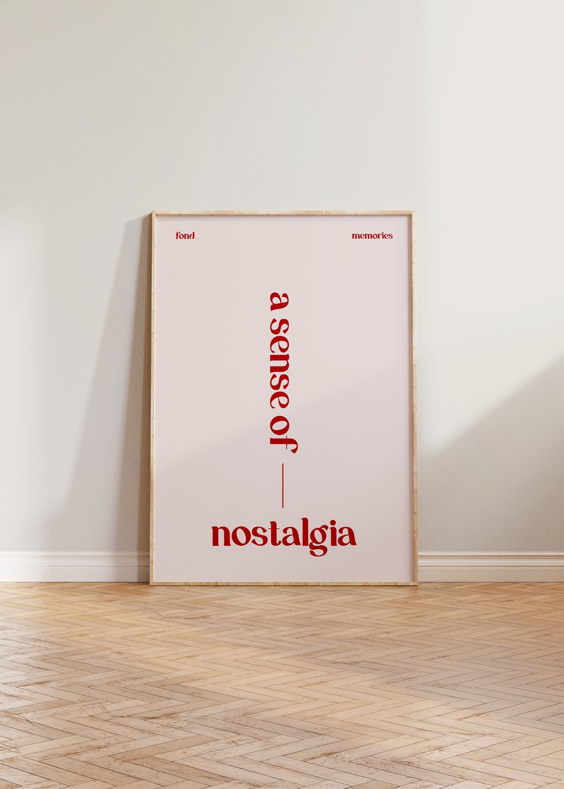 A Sense Of Nostalgia Fond Memories Minimal Pink Typography Art Poster