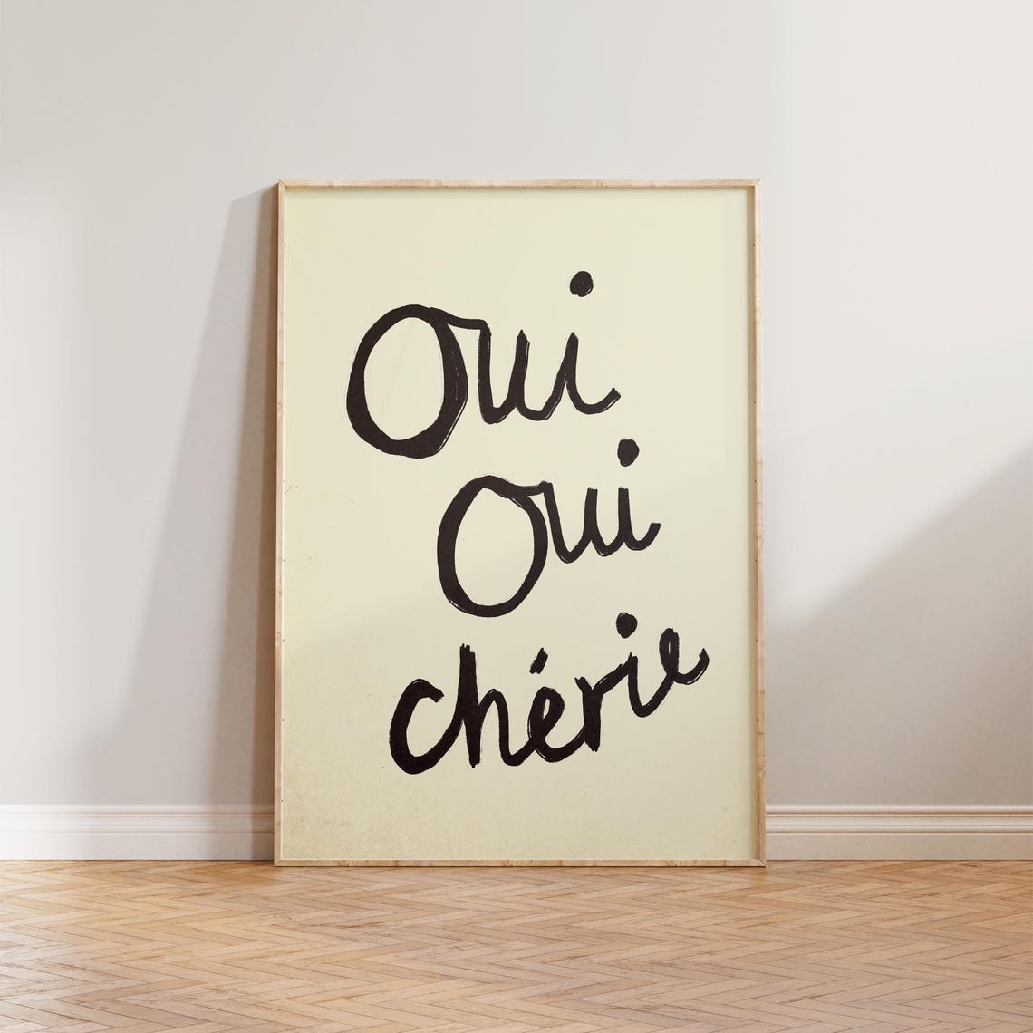 Mid Century Modern Oui Cherie Typography Art Print