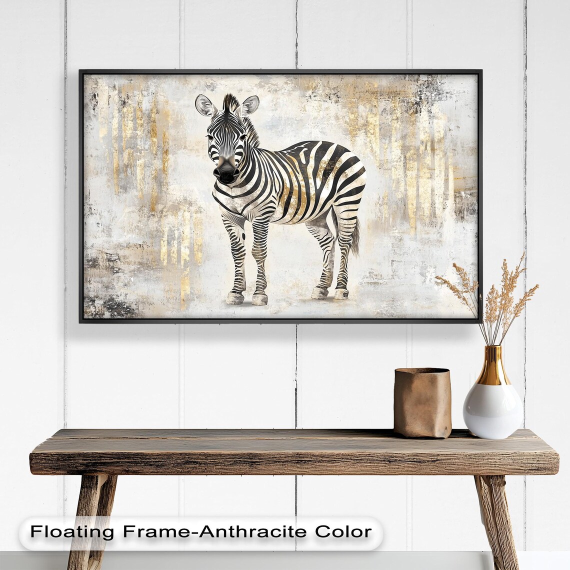 Golden Zebra Safari Style Animal Print, Boho Decor - Image 4