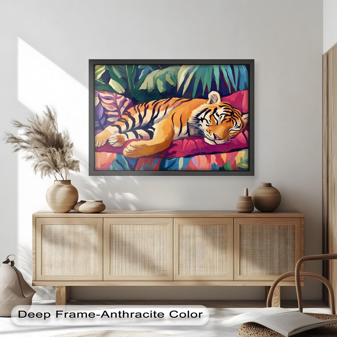 Sleeping Tiger Art Print, Vibrant Jungle Decor - Image 4