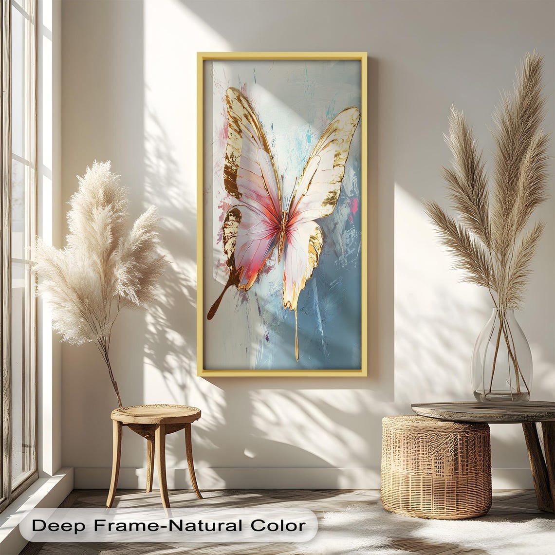 Golden Butterfly, Modern Abstract Bedroom Decor - Image 2