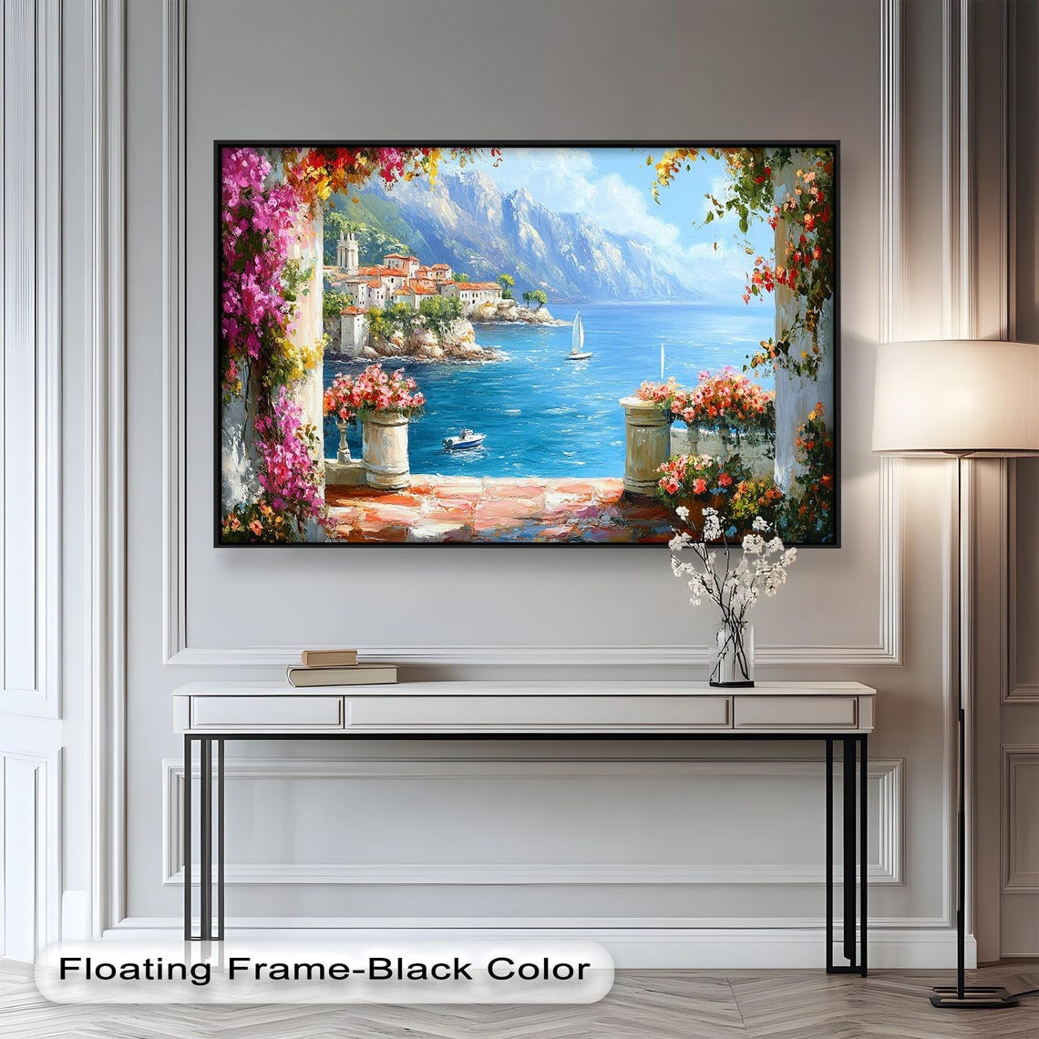 Mediterranean Seaside Oil Painting, Coastal Landscape Art Print - Image 3