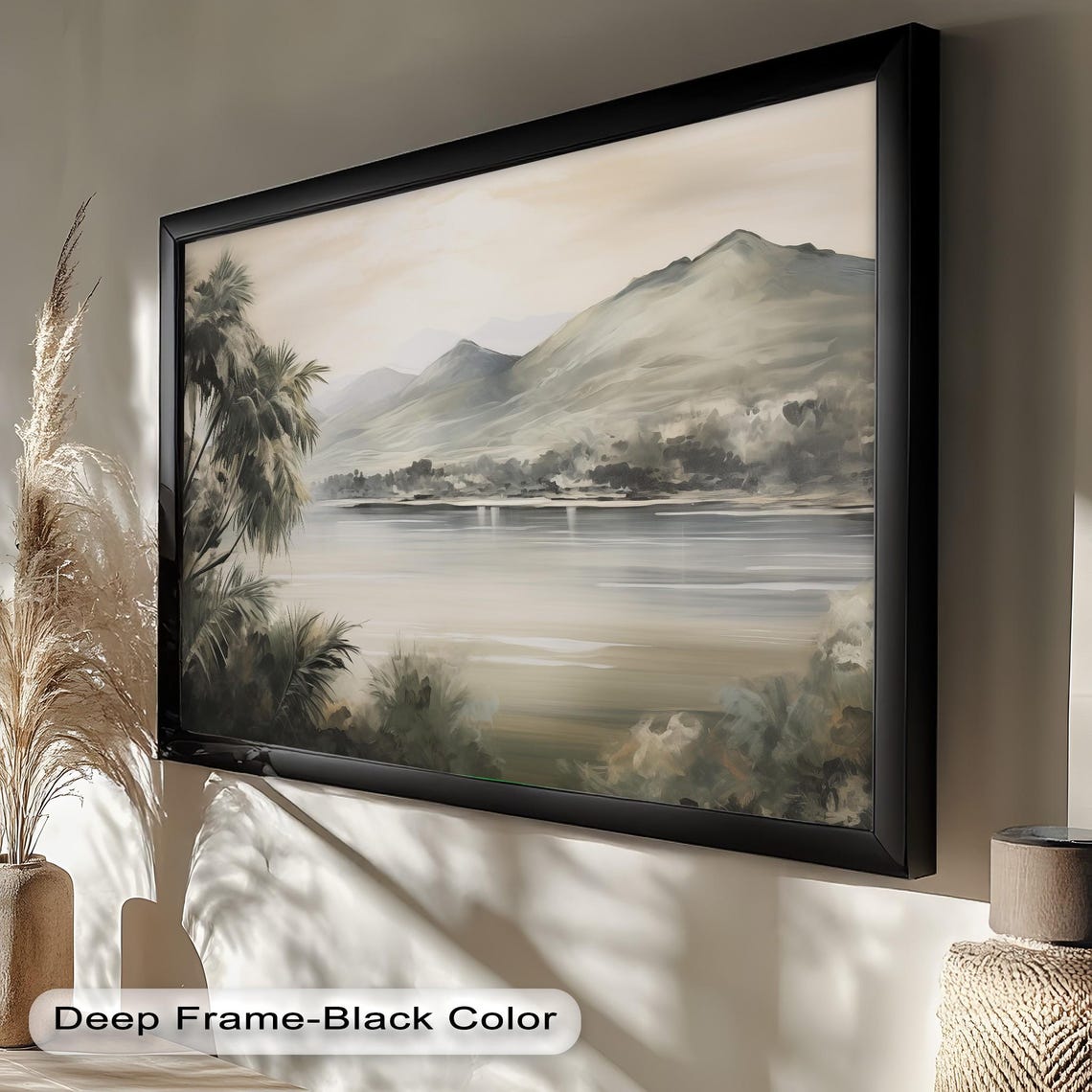 Tropical Lake Nature-Inspired Landscape Art Print - Image 4