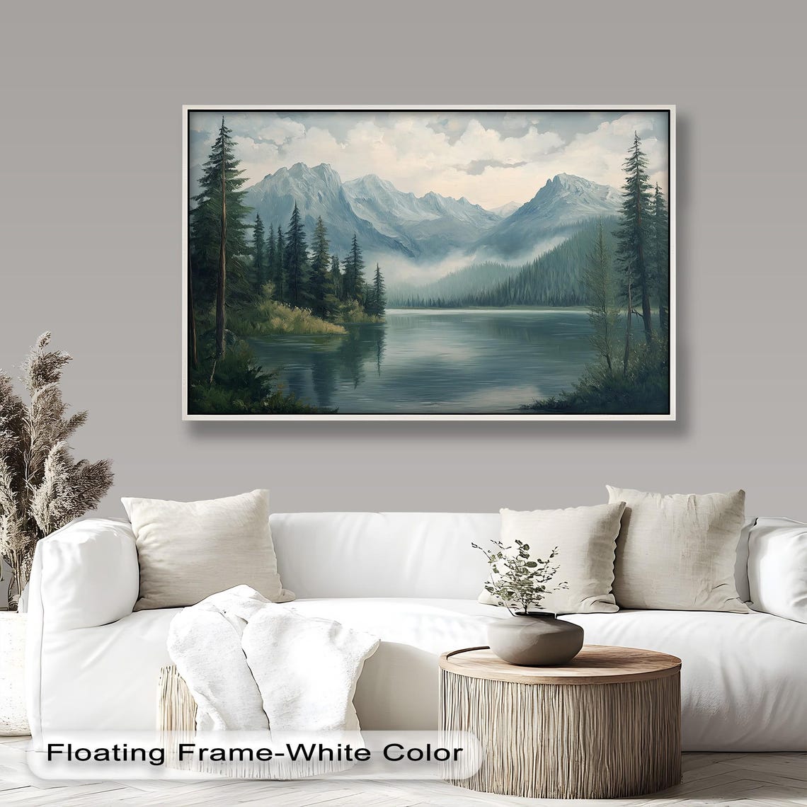 Mountain Lake Landscape, Rustic Cabin Decor - Image 2