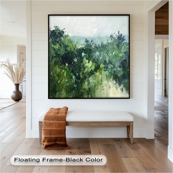 Green Forest Landscape, Tranquil Nature Artwork