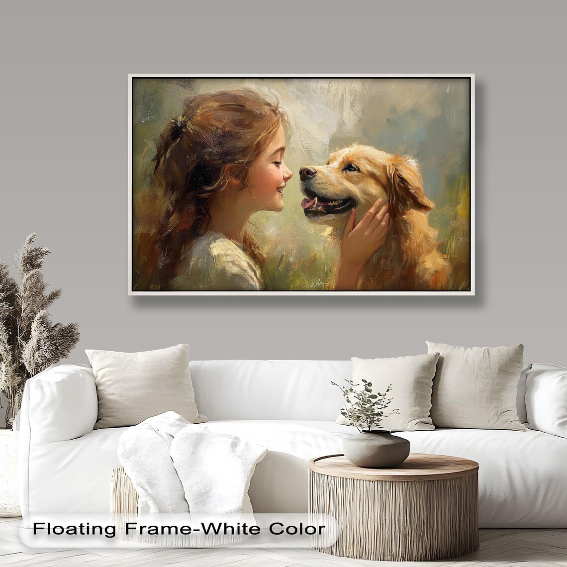 Girl And Dog, Heartwarming Pet Portrait Art Print - Image 4