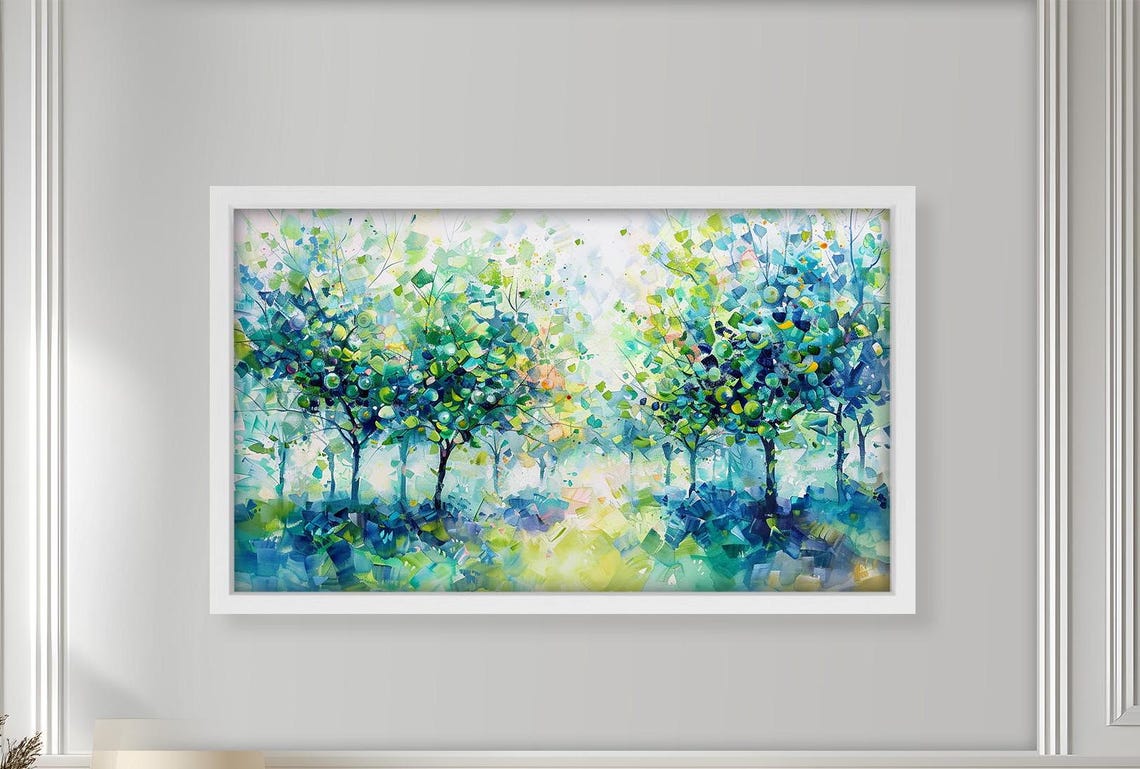 Vibrant Tree Painting, Abstract Nature Landscape - Image 3