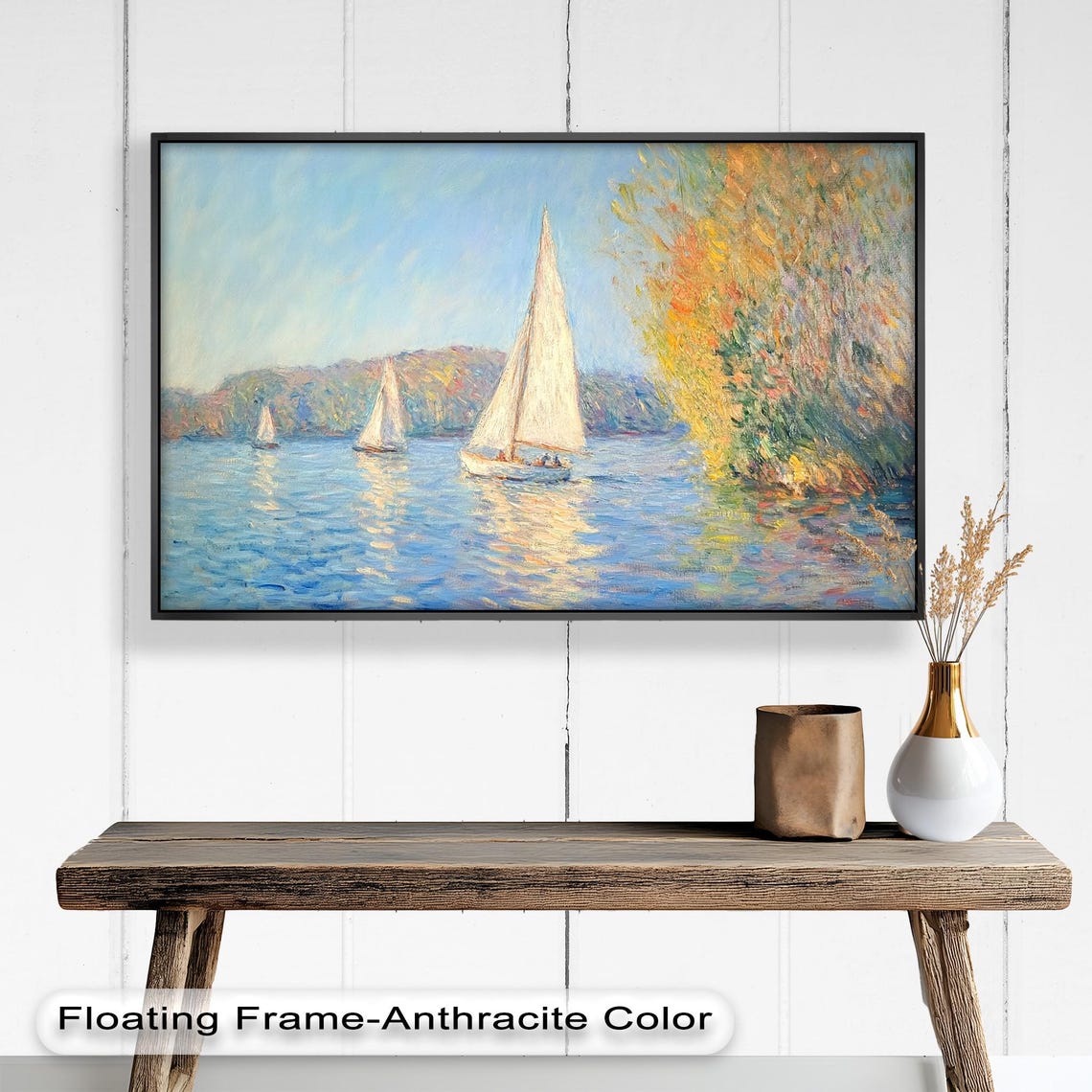 Sailboats On Serene Water, Impressionist Seascape