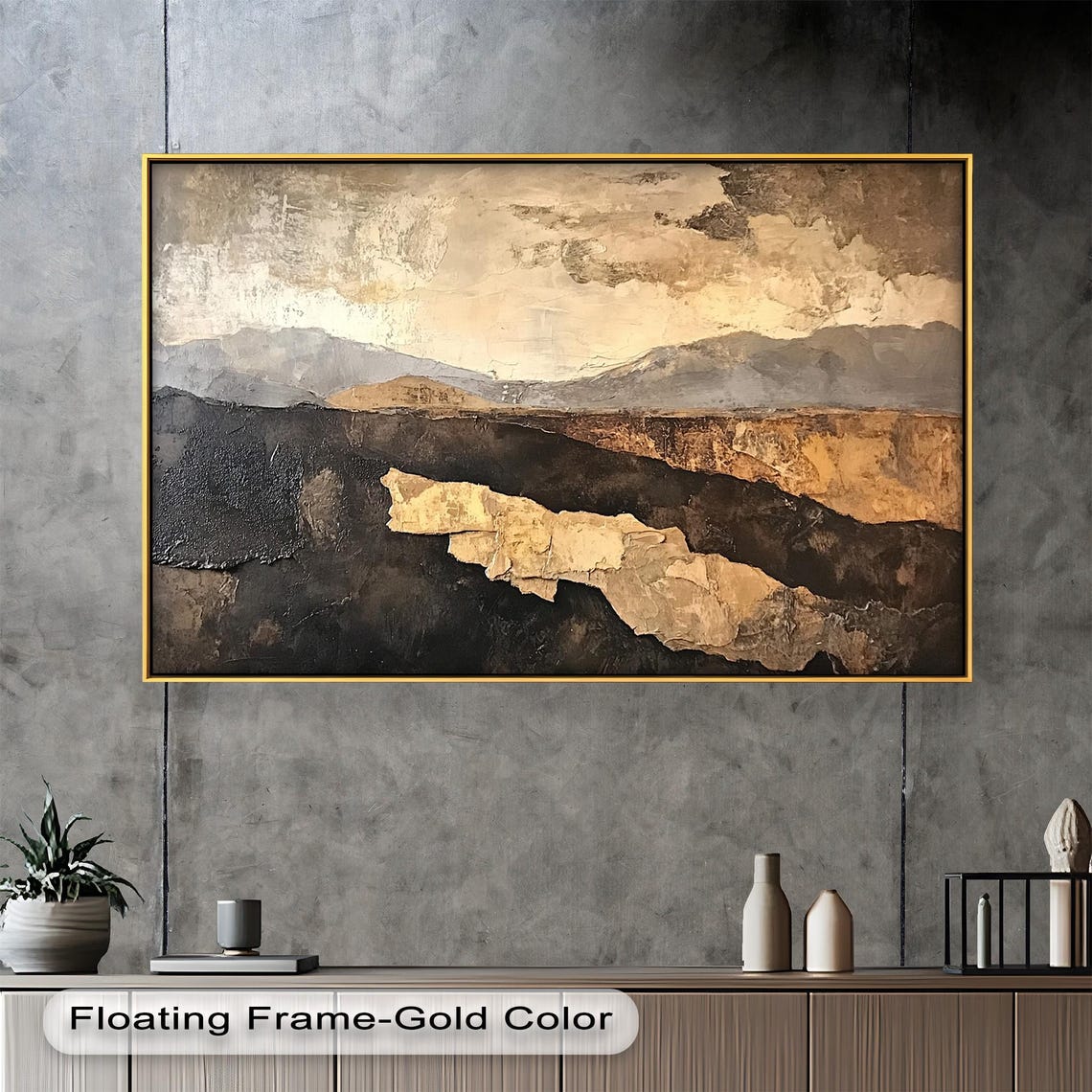 Textured Abstract Landscape, Rustic Desert Hills Scene - Image 5
