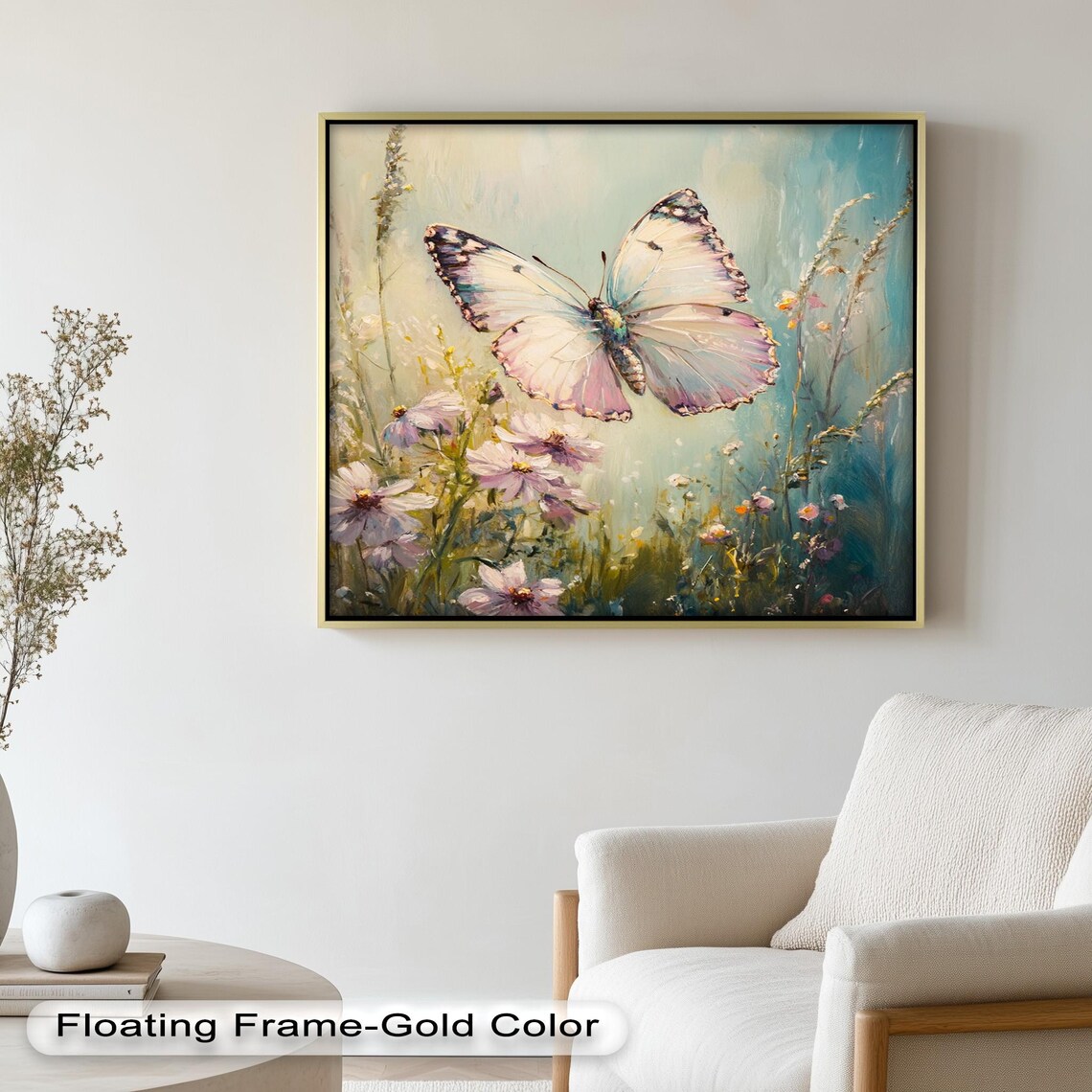 Butterfly And Wildflowers, Delicate Floral Nature Print - Image 3