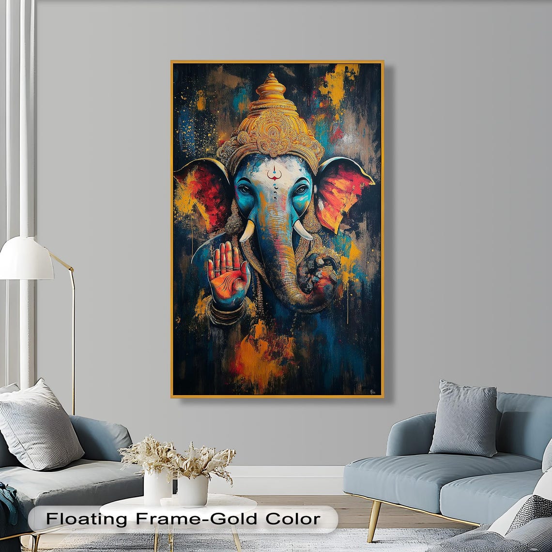 Ganesh Wall Art, Vibrant Hindu Decor - Image 2