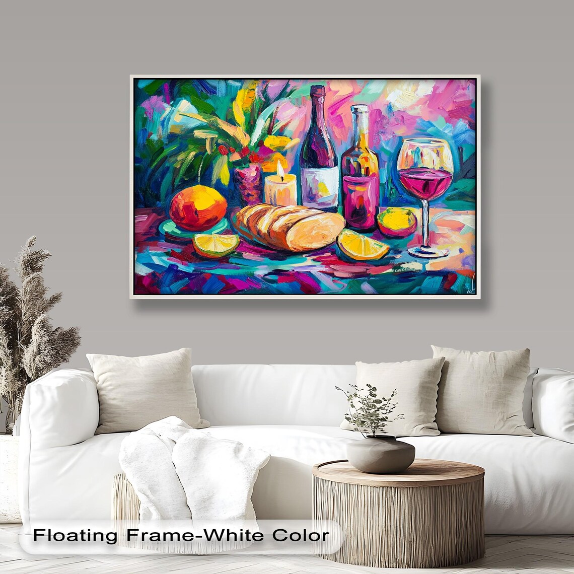 Colorful Wine Bread, Bold Still Life Kitchen Decor - Image 4