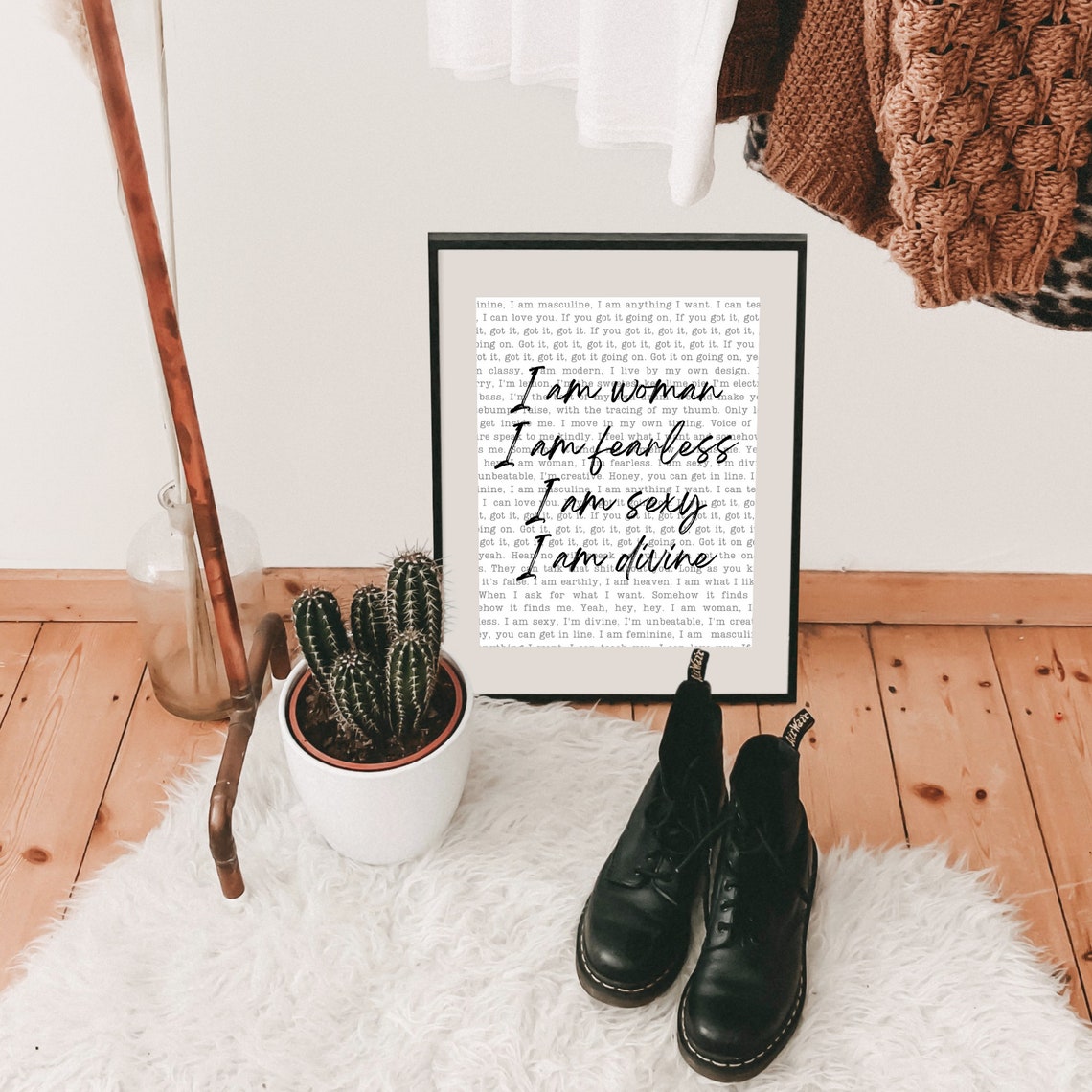I Am Woman Print Lyrics Wall Art Wall Art I Am Woman Lyrics I Am Woman Lyrics Female Empowerment Girl Boss Boss Babe