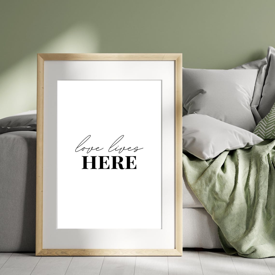 Love Lives Here Bold Serif Mixed Script Romantic Typography Wall Print - Image 2