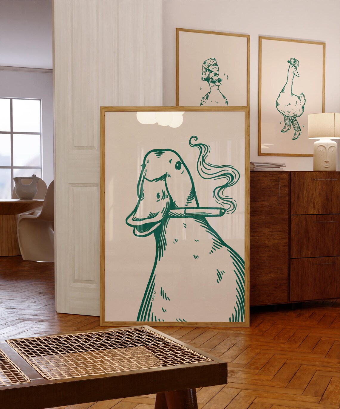 Duck Smoking Retro Vintage Art Print, Funky Decor - Image 4