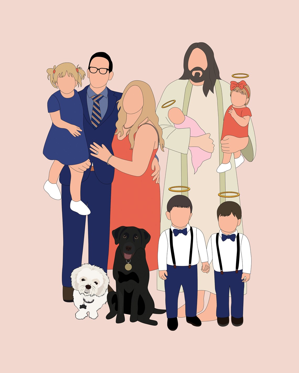 Custom Miscarriage Loss Family Portrait, Angel Baby - Image 2