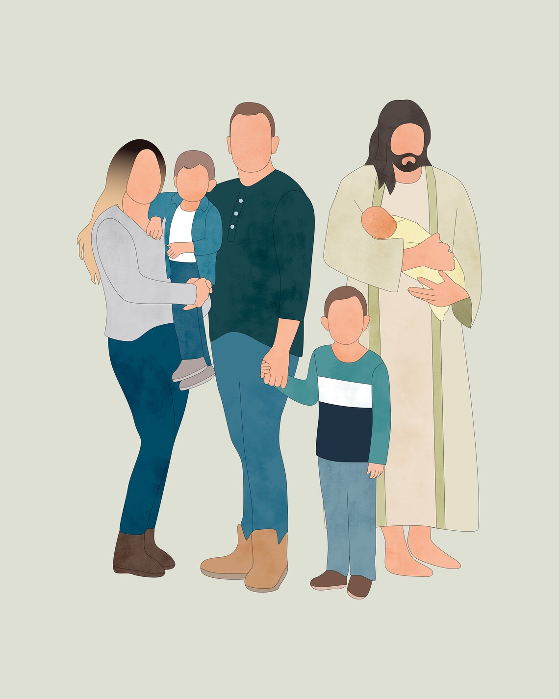 Custom Angel Baby Family Portrait, Jesus Memorial Print - Image 3