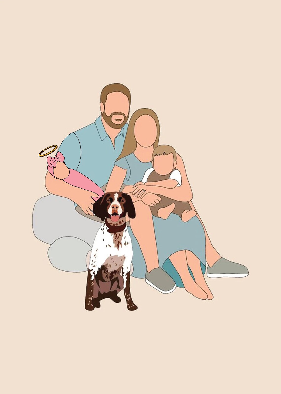 Custom Miscarriage Loss Family Portrait, Angel Baby - Image 5