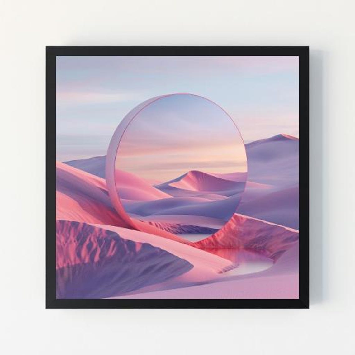 Surreal Desert Dunes Mirror Arch Pastel Dreamscape Art Poster
