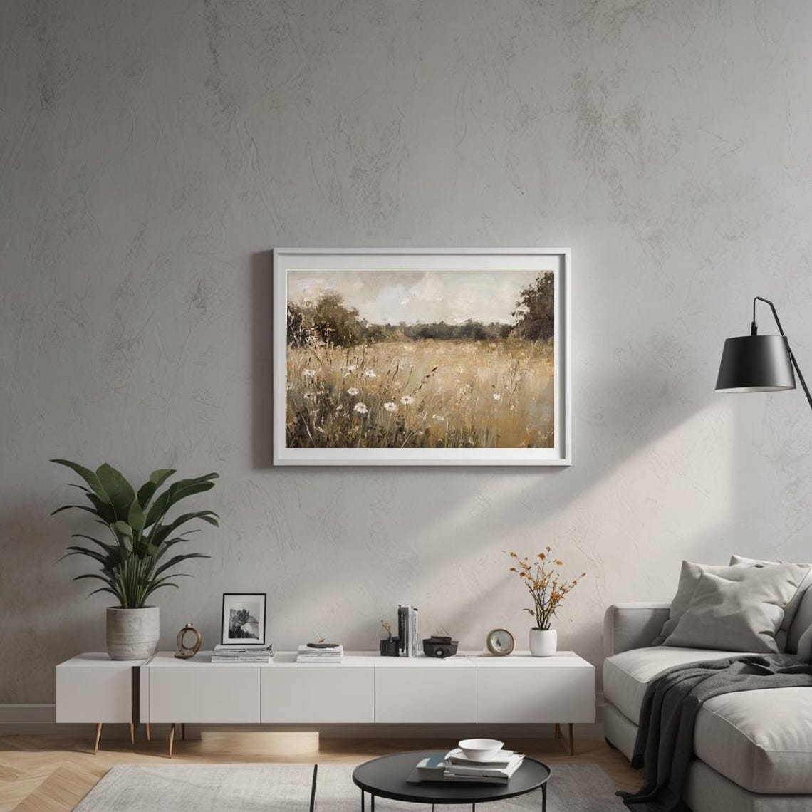 Golden Daisy Field Impressionist Summer Meadow Painting Poster - Image 3